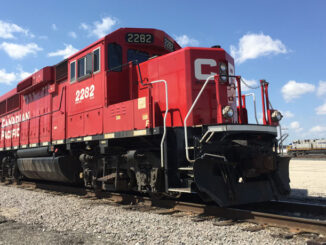 Canadian Pacific locomotive #2882 at the CP Railway Bensenville Intermodal Terminal on Friday, May 4, 2018.