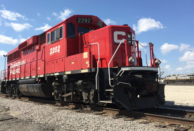 Canadian Pacific locomotive #2882 at the CP Railway Bensenville Intermodal Terminal on Friday, May 4, 2018.