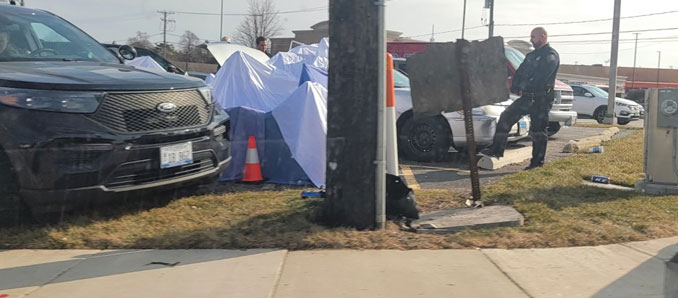 Palatine police investigated the scene where a homeless person was found dead in a silver Lincoln Town Car Thursday afternoon, March 23, 2023