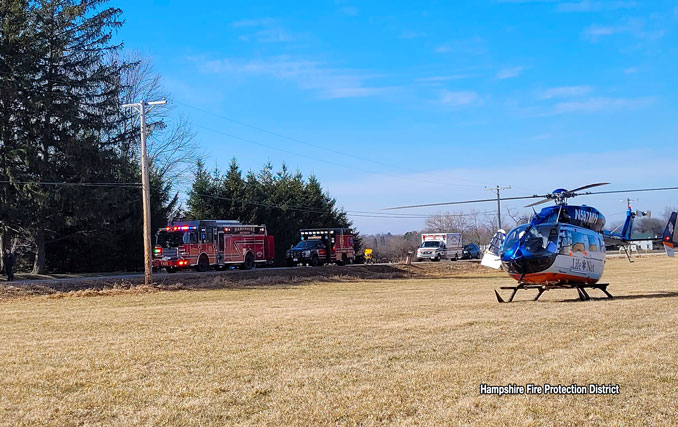 Scene of a fatal crash on Allen Road west of Ketchum Road in Hampshire Township, Kane County Sunday, March 6, 2023 (SOURCE: Hampshire Fire Protection District)
