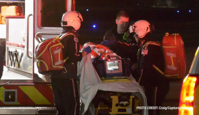 Patient being loaded onto a LifeNet medical transport helicopter at Waukegan National Airport after a crash at Lewis Avenue and Bonnie Brook Lane in Waukegan (SOURCE: Craig/CapturedNews)