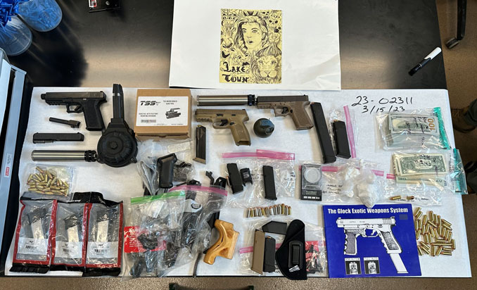 Weapons, accessories, cash seized with arrest of Joshua A. Jackson (Lake County Sheriff's Office)