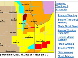 No Tornado Warning for Arlington Heights in NWS Chicago Map at 8:42 p.m.