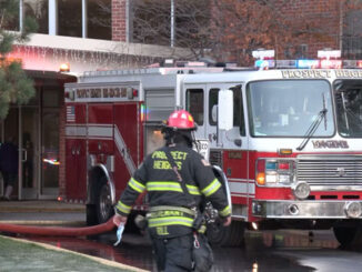 Prospect Heights fire engine at a fatal condominium unit fire in Prospect Heights.