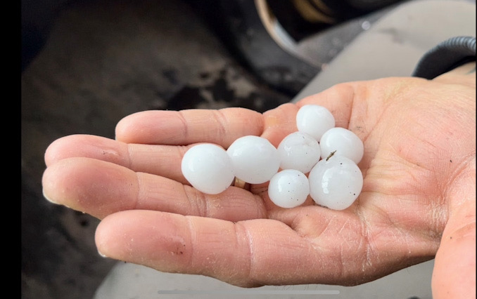 Hail near Lake Cook Road and the Tri-State Tollway, Deerfield