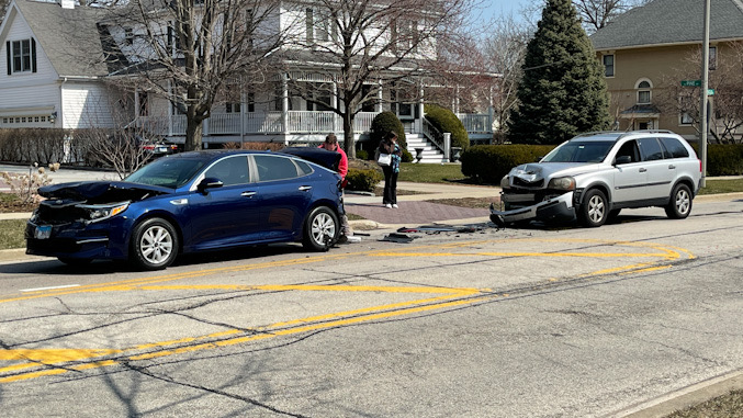 Three-vehicle rear-end crash on Euclid Avenue near Pine Avenue in Arlington Heights on Thursday, March 30, 2023