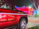 MPFD Battalion 3 on the driveway across the street from a house fire in the block of 300 North Owen St. in Mount Prospect on Thursday, April 13, 2023.