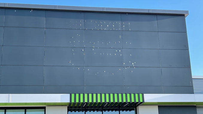 Amazon Fresh sign and logo removed in April 2023 from Arlington Heights store location on Palatine Road near Arlington Heights Road