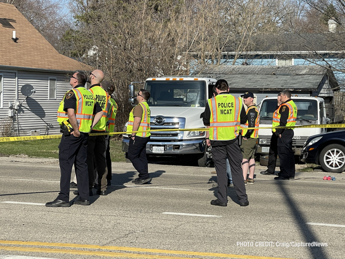 SUV and motorcycle in crash at Cedar Lake Road and Ferndale Drive Round Lake Beach on Monday, April 10, 2023 (PHOTO CREDIT: Craig/CapturedNews)