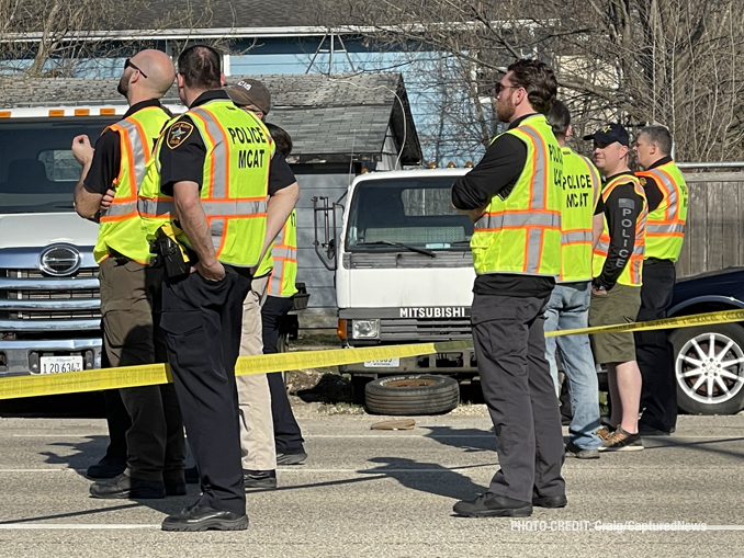 SUV and motorcycle in crash at Cedar Lake Road and Ferndale Drive Round Lake Beach on Monday, April 10, 2023 (PHOTO CREDIT: Craig/CapturedNews)