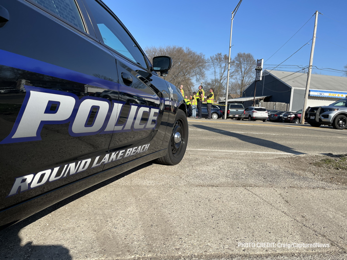 SUV and motorcycle in crash at Cedar Lake Road and Ferndale Drive Round Lake Beach on Monday, April 10, 2023 (PHOTO CREDIT: Craig/CapturedNews)