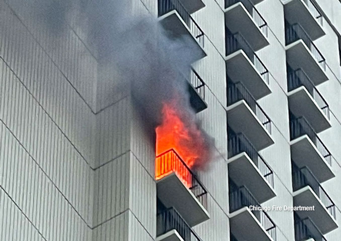 Lake Shore Drive apartment fire at a high-rise where a Chicago firefighter was killed on Wednesday, April 5, 2023 (SOURCE: Chicago Fire Department)