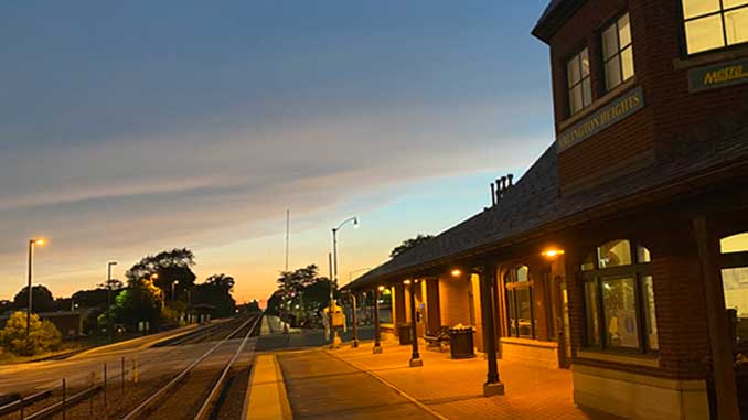 Metra train station in Arlington Heights at sunset (FILE PHOTO)