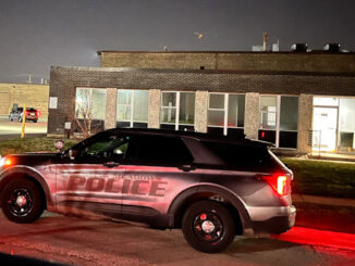 Rolling Meadows police officers at the scene of a commercial burglary after an offender fled police in the block of 900 Carnegie Street in Rolling Meadows early Monday, April 10, 2023