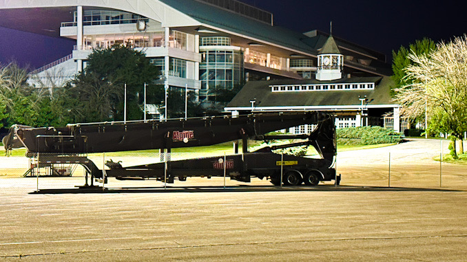 Demolition heavy equipment staged near the Arlington Park grandstand early morning hours Saturday, May 27, 2023