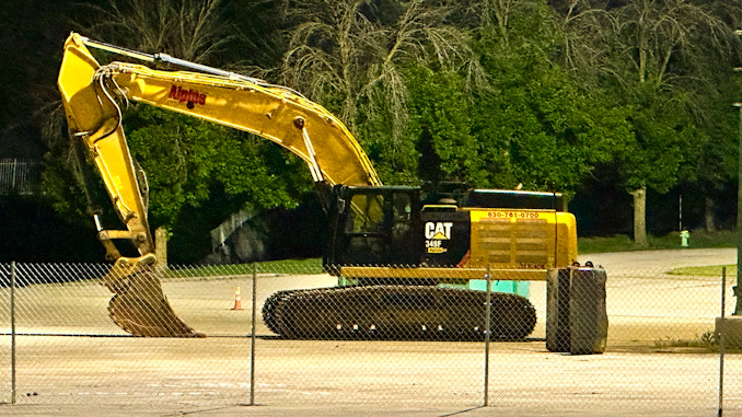 Demolition heavy equipment staged near the Arlington Park grandstand early morning hours Saturday, May 27, 2023