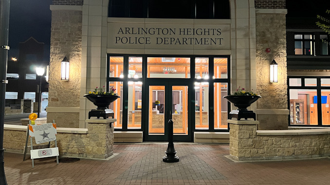 Arlington Heights Police Department front entrance at 200 East Sigwalt Street in Arlington Heights.