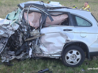 Vehicle damaged in a wrong-way crash on Interstate 39 on Monday, April 24, 2023 (SOURCE: Lynn-Scott-Rock FPD)