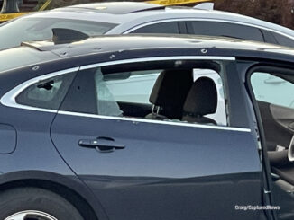 Vehicle hit apparently by at least eight bullets on Cypress Avenue in North Chicago on Saturday evening, May 20, 2023 (Craig/CapturedNews)