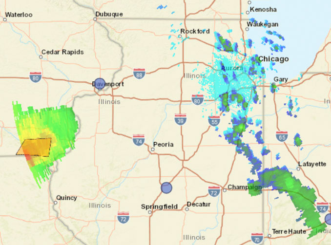 NWS Radar at 9:08 p.m. Saturday, May 6, 2023 (NWS Chicago)