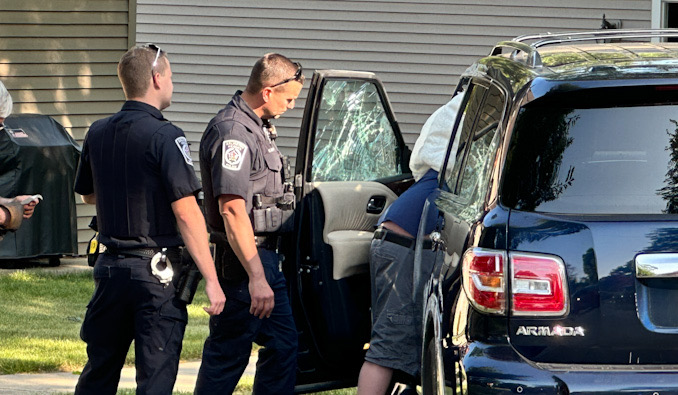 This Nissan Armada slid on the driver's side after a T-bone style crash at Euclid Avenue and Haddow Avenue in Arlington Heights on Monday, June 19, 2023 (CARDINAL NEWS)