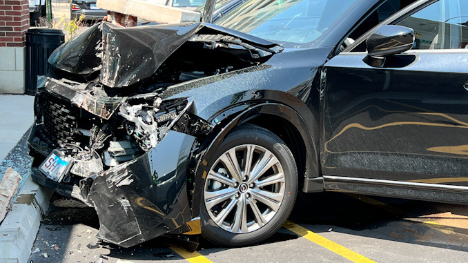 Damage from a crash into a storefront at 20 South Dunton Avenue in Arlington Heights on Thursday, June 8, 2023