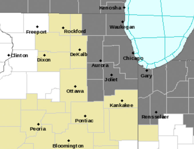 Air Quality Alert (dark gray) and Elevated Fire Risk Hazardous Weather Outlook (tan) NWS Chicago June 21, 2023 (NWS Chicago)