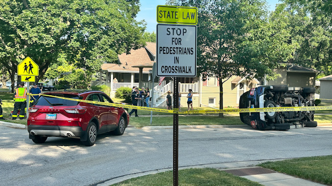 Rollover crash eastbound Euclid Avenue and southbound Haddow Avenue Arlington Heights (CARDINAL NEWS)