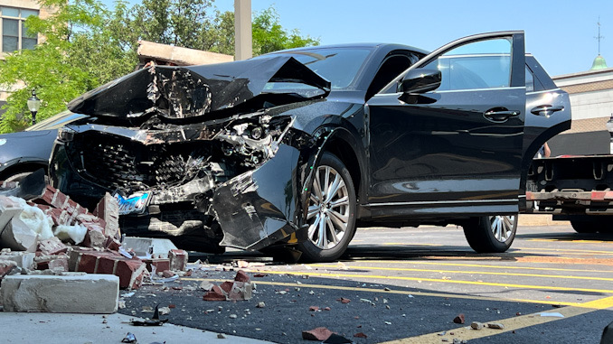 Front end damage from a crash into a storefront at 20 South Dunton Avenue in Arlington Heights on Thursday, June 8, 2023