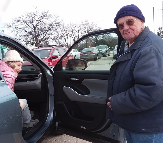 Jack (volunteer driver) and Jean traveling to a destination