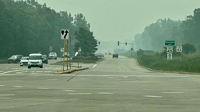 Poor visibility down to about 1.5 miles near the intersection of Route 22 and Route 43 near Bannockburn the morning of Tuesday, June 27, 2023