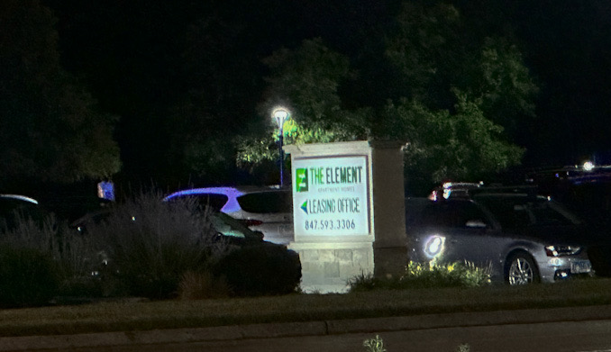Police activity at the Element apartment complex on Dempster Street just east of Busse Road about 12:40 a.m.  Tuesday, July 4, 2023