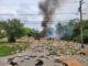Smoke rises from debris after a house was destroyed by an explosion Saturday evening July 1, 2023 (SOURCE: Lisle-Woodridge Fire District)