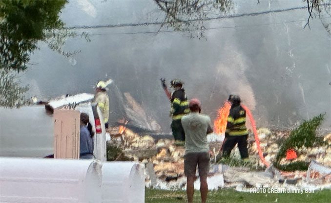 House explosion in Lisle, Illinois with gas-fed fire on Saturday, July 1, 2023 (PHOTO CREDIT: Jimmy Bolf)