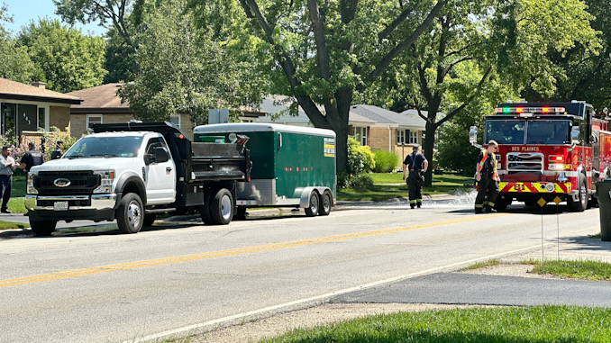 A landscaping employee was struck by a van Wednesday, August 16, 2023 in Des Plaines at the border with Mount Prospect, and was one of six pedestrians or bicyclists that were injured in crashes in the northwest suburbs Wednesday, August 16, 2023 between 1:04 p.m. and 5:17 p.m. (CARDINAL NEWS)
