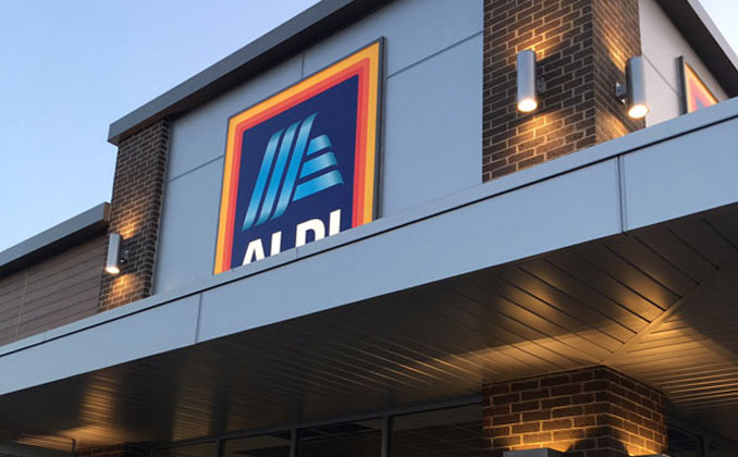 ALDI store entrance in the northwest suburbs of Chicago