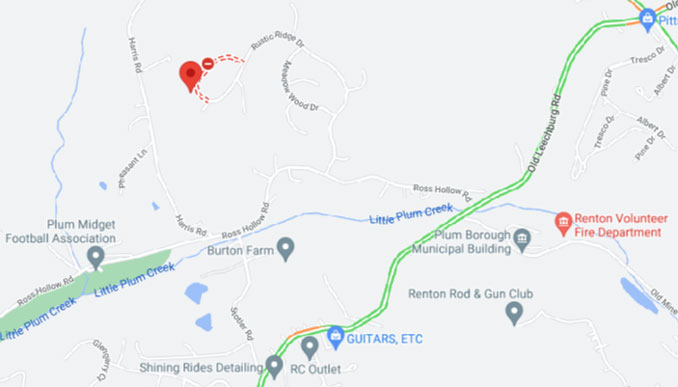 Rustic Ridge Drive map with road closure outlined (Map data ©2023 Google maps)