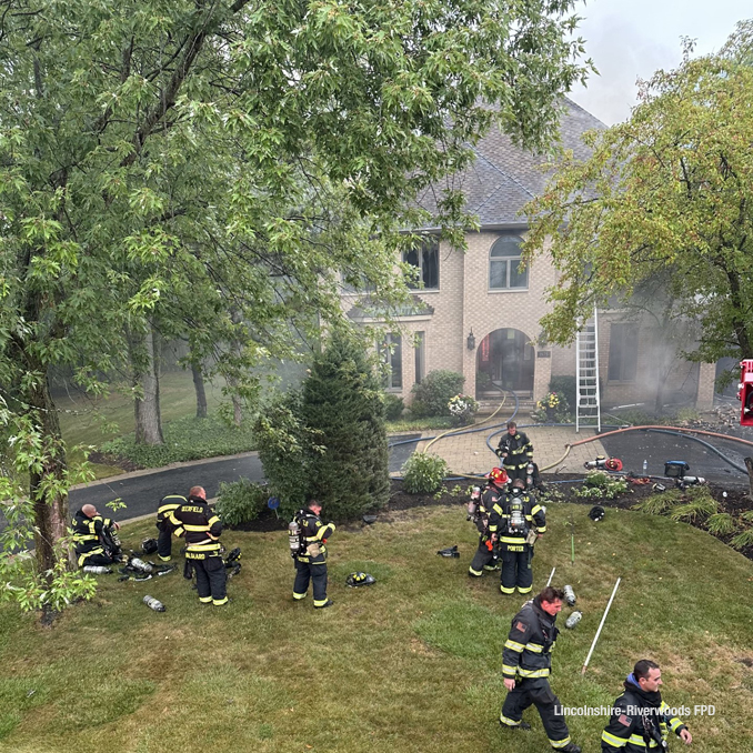 Lighter smoke conditions after fire attack by Lincolnshire-Riverwoods firefighter on Rose Terrace in Riverwoods on Monday morning, September 11, 2023 (SOURCE: Lincolnshire-Riverwoods Fire Protection District)