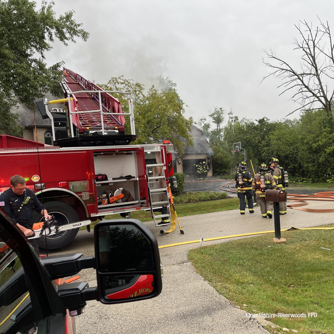 House fire on Rose Terrace in Riverwoods on Monday morning, September 11, 2023 (SOURCE: Lincolnshire-Riverwoods Fire Protection District)