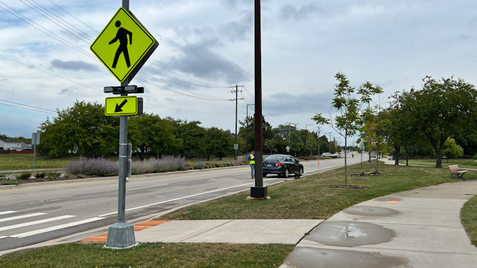 Scene after a car crash with a bicyclist near Parkchester Park in Buffalo Grove on Wednesday, September 6, 2023