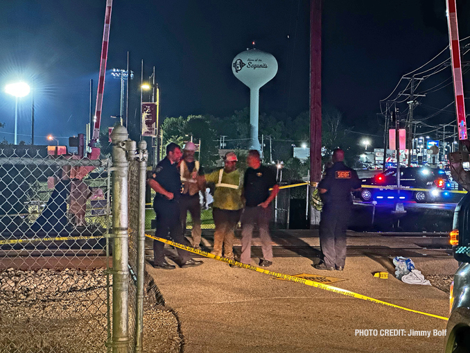 Crash scene where Metra train #115 struck and killed an elderly male pedestrian near Antioch Community High School Friday night September 1, 2023 (PHOTO CREDIT: Jimmy Bolf)