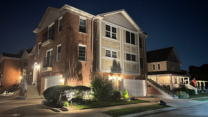 Multi-floor condominium building with individual entrances at 103 South Evergreen Avenue in downtown Arlington Heights
