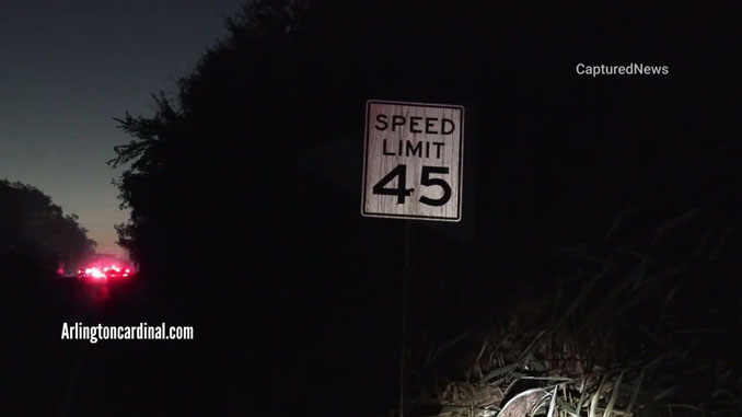 A 45 MPH sign near the scene of a death investigation at the intersection of Dundee Road and Guthrie Drive in Inverness where a woman was found dead in the road on Monday, September 18, 2023 (CARDINAL NEWS)