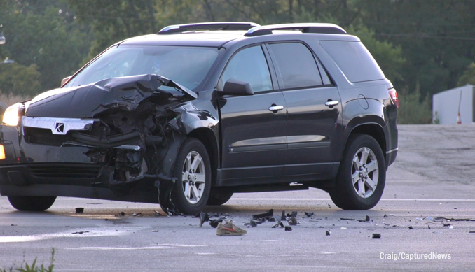 Investigation at an intersection crash involving a Saturn and motorcycle that killed the motorcyclist at Green Bay Road (Route 131) and 10th Street in Waukegan on Sunday, September 24, 2023 (SOURCE: Craig/CapturedNews)