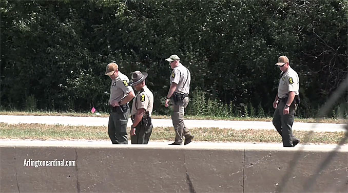 Illinois State Police searching for evidence in the northbound lanes of Route 53 between Kirchoff Road and Euclid Avenue about noon on Labor Day, Monday, September 4, 2023 (CARDINAL NEWS)