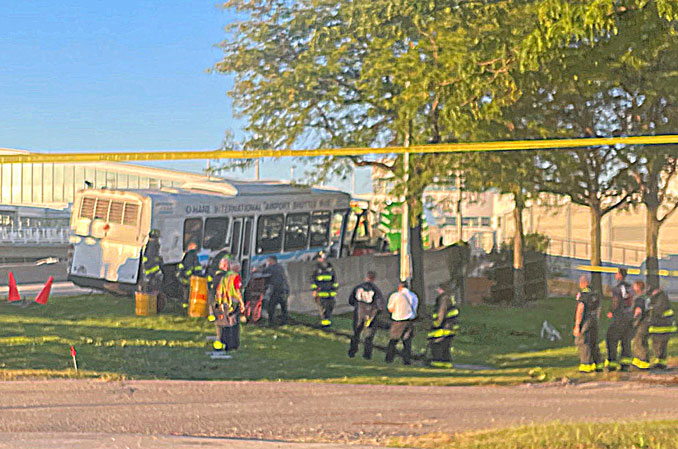 O'Hare International  Shuttle Bus crash; driver ejected and seriously injured on Friday, September 1, 2023 (CARDINAL NEWS)