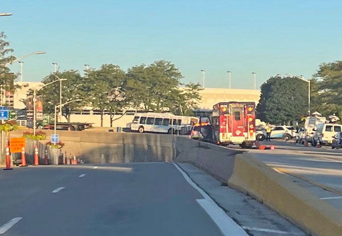 O'Hare International  Shuttle Bus crash; driver ejected and seriously injured on Friday, September 1, 2023 (CARDINAL NEWS)