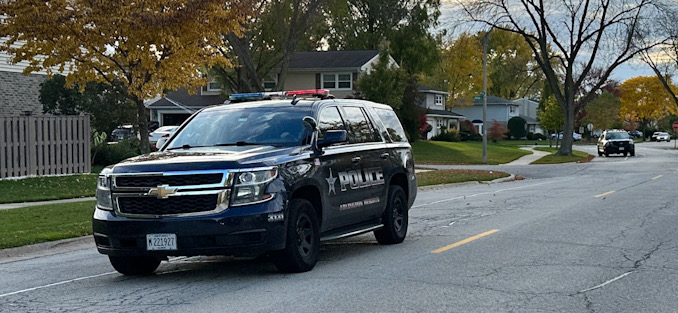  Arlington Heights police officers on extra patrol in the neighborhood south of Central Road and west of Arlington Heights Road after a wanted suspect that was possibly armed was in the neighborhood Tuesday, October 24, 2023