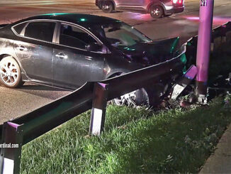 Nissan Altima crash into a guardrail at Wilke Road and Kirchoff Road Sunday, October 8, 2023