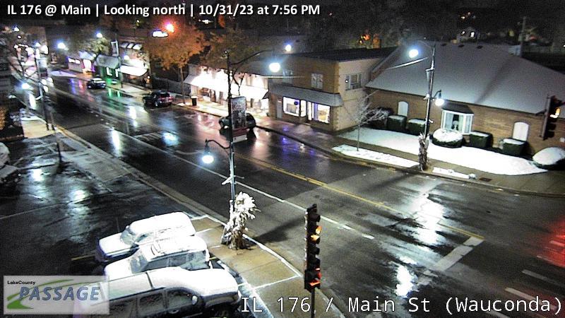 Route 176 and Main Street in Wauconda at 7:56 p.m. Halloween night, Tuesday, October 31, 2023 (SOURCE: Lake County Passage)